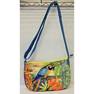 Guy Harvey Purse Parrot Tropical Bird Floral Colorful Bag Adjustable Sholder